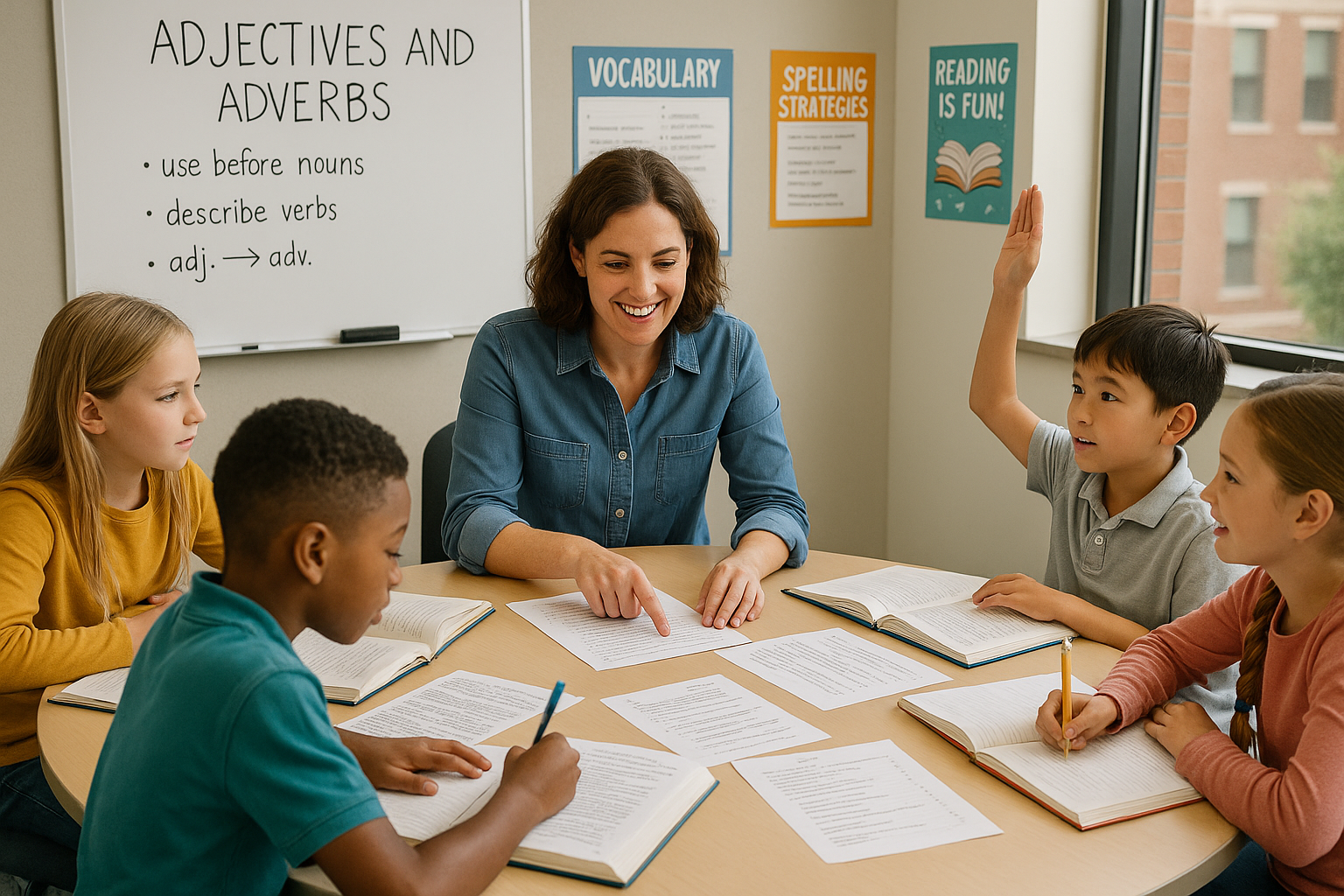 IMG_0819 An English tutor who is tutoring a small group of children